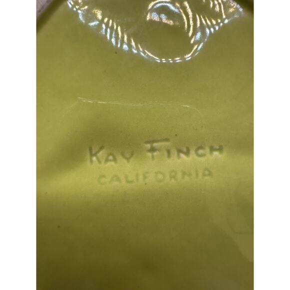 Kay Finch Mid Century Ceramic Green Sea Shell Ashtray CA Made 1935-1963 - Picture 6 of 10